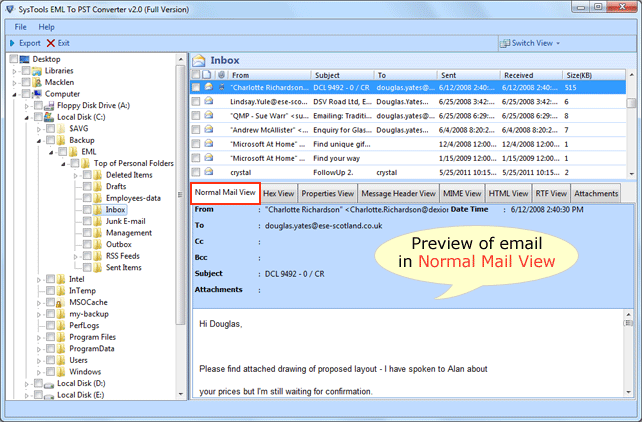 SysTools EML to PST Converter