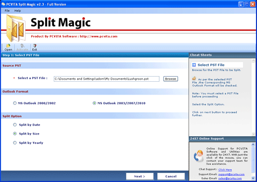 Split Large Outlook PST Files