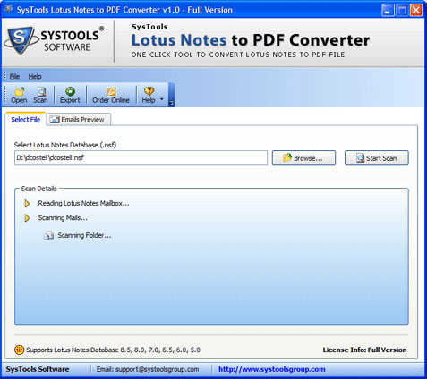 >Convert Lotus Notes Email to PDF File