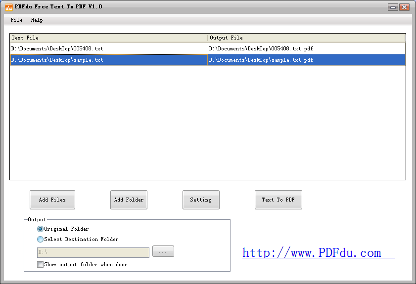 PDFdu Free Text To PDF