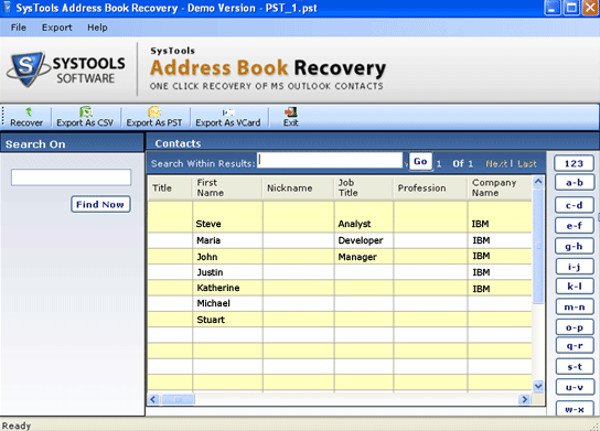 Recover Address book Outlook Contacts