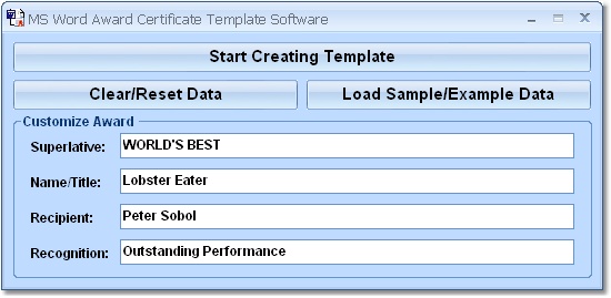 MS Word Award Certificate Template Software