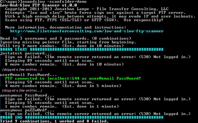 Low and Slow Brute Force FTP Scanner