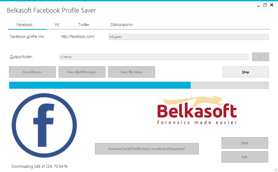 Belkasoft Facebook Profile Saver