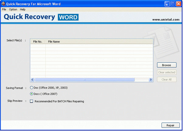 Quick Recovery for MS Word