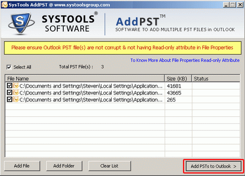 Import Multiple PST in Outlook 2013