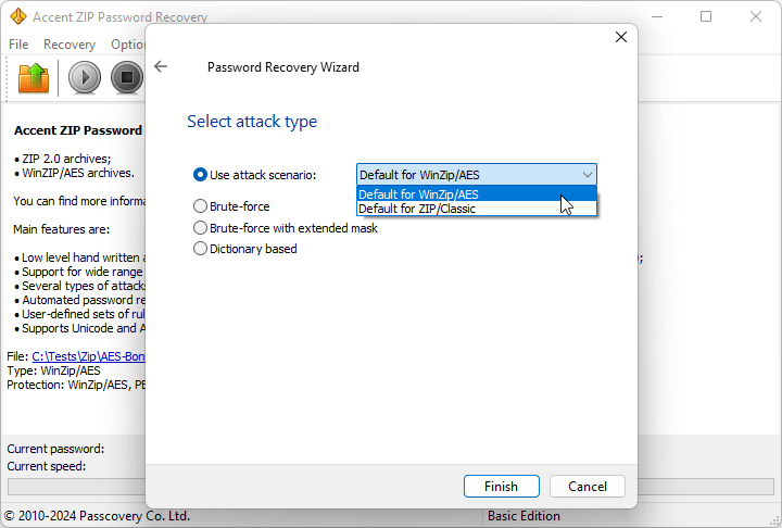 Accent ZIP Password Recovery
