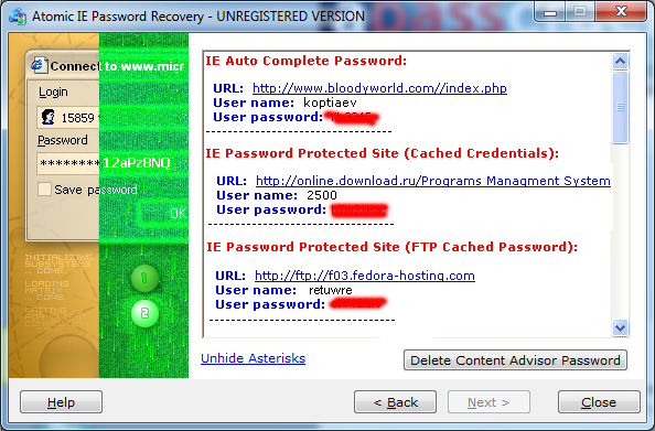 Atomic IE Password Recovery