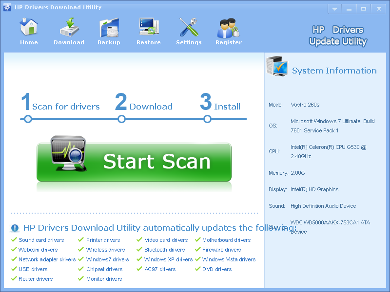 HP Drivers Download Utility