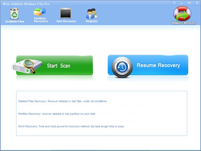 Wise Undelete Windows Files