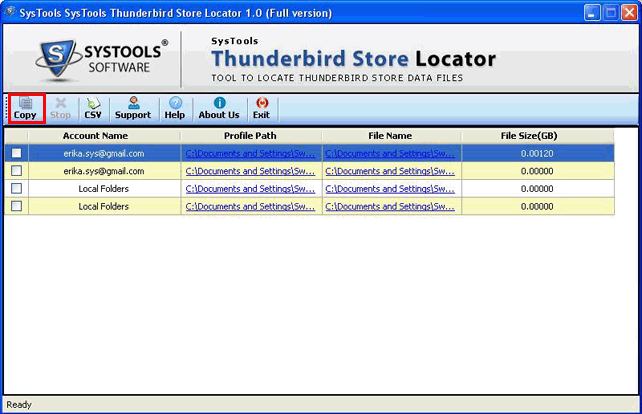 Copy Thunderbird Email Folders