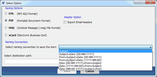 Convert PST file to EML