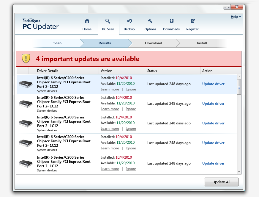 RadarSync PC Updater 2013