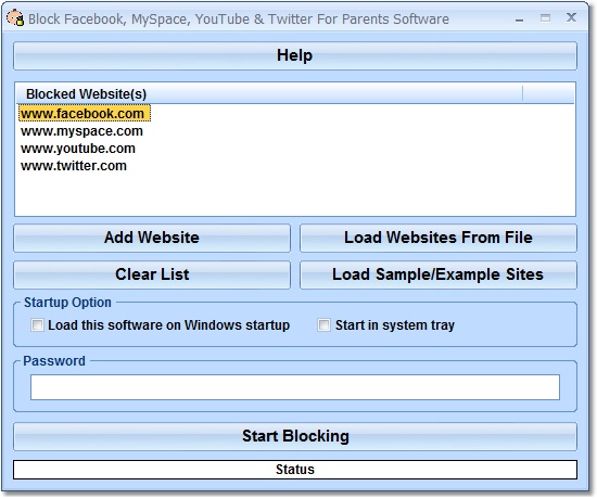 Block Facebook, MySpace, YouTube & Twitter For Par