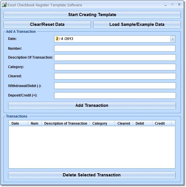 Excel Checkbook Register Template Software