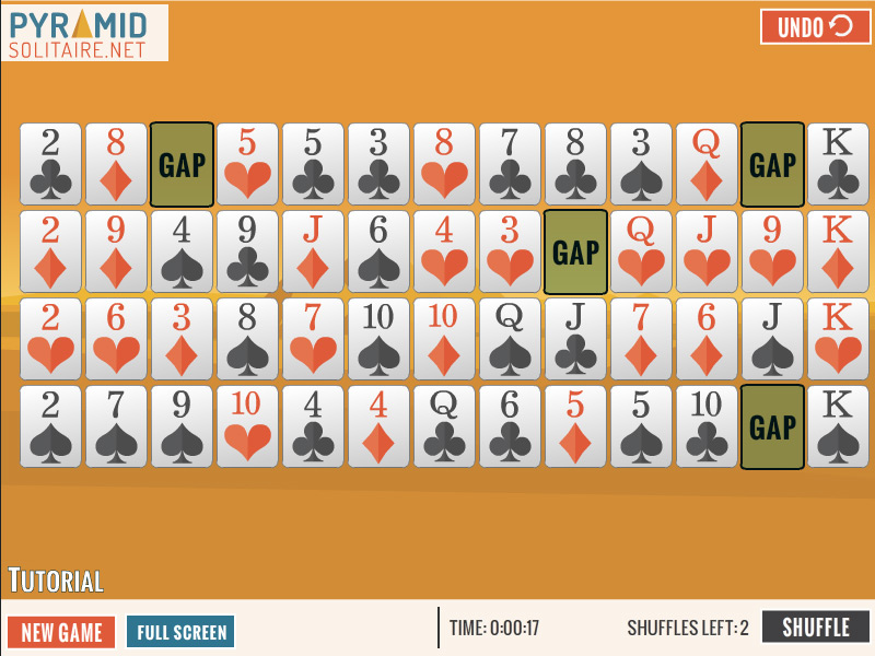 Egyptian Gaps Solitaire