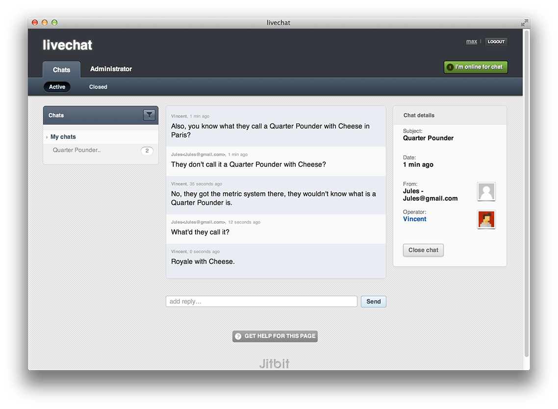 Jitbit Live Chat