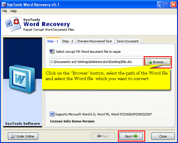 MS Office Word Recovery Tool