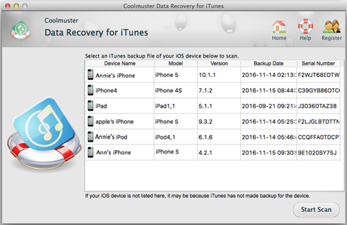 Coolmuster Data Recovery for iTunes Mac