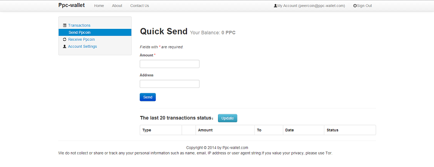 Online ppcoin Wallet