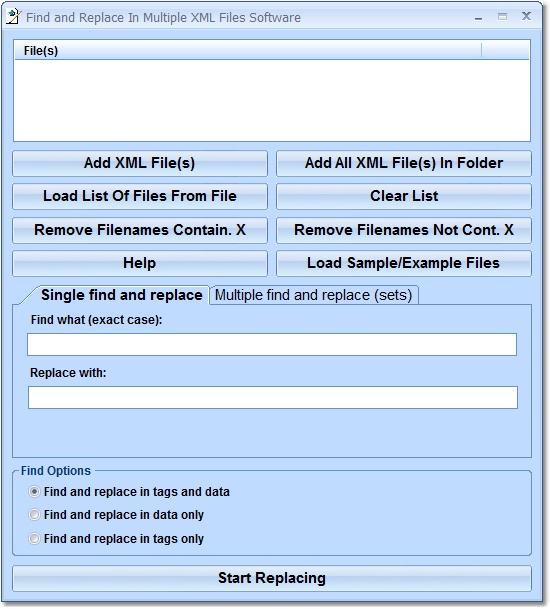 Find and Replace In Multiple XML Files Software