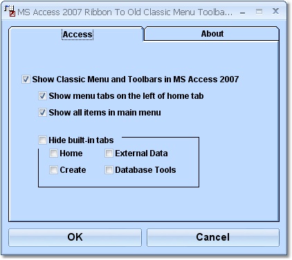 MS Access 2007 Ribbon To Old Classic Menu Toolbar 