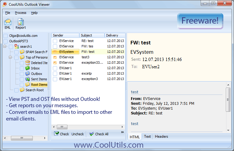 Coolutils Outlook Viewer