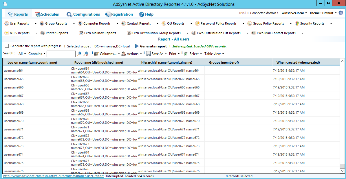 AdSysNet Active Directory Reporter
