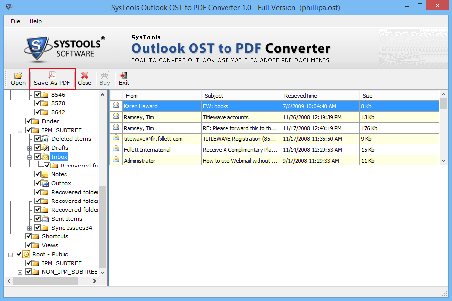 Freeware Converter OST to PDF