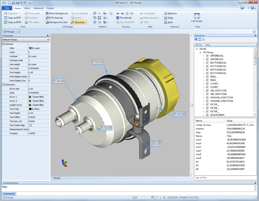 2D/3D cad: dwg, dxf, plt, cgm, svg, pdf