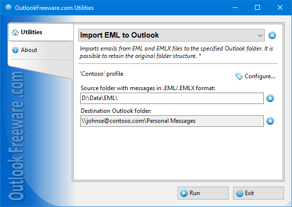 Import Messages from EML Format for Outlook