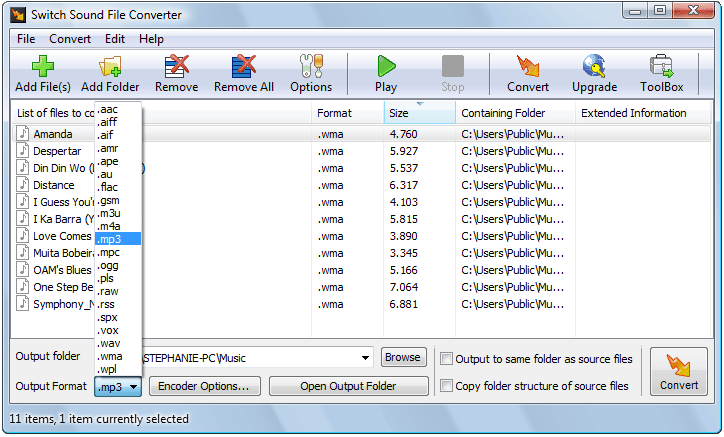 Switch Free Audio File Converter