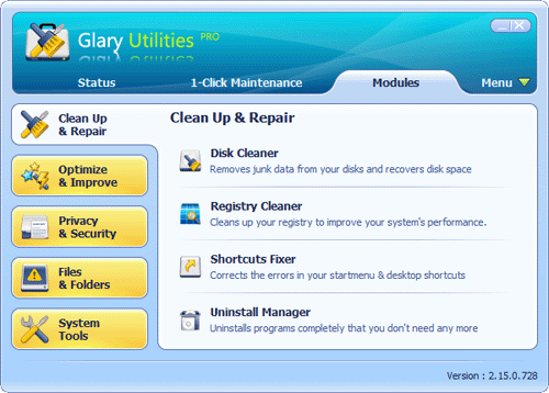 Latest softwaresplash Glary Utilities PRO installe