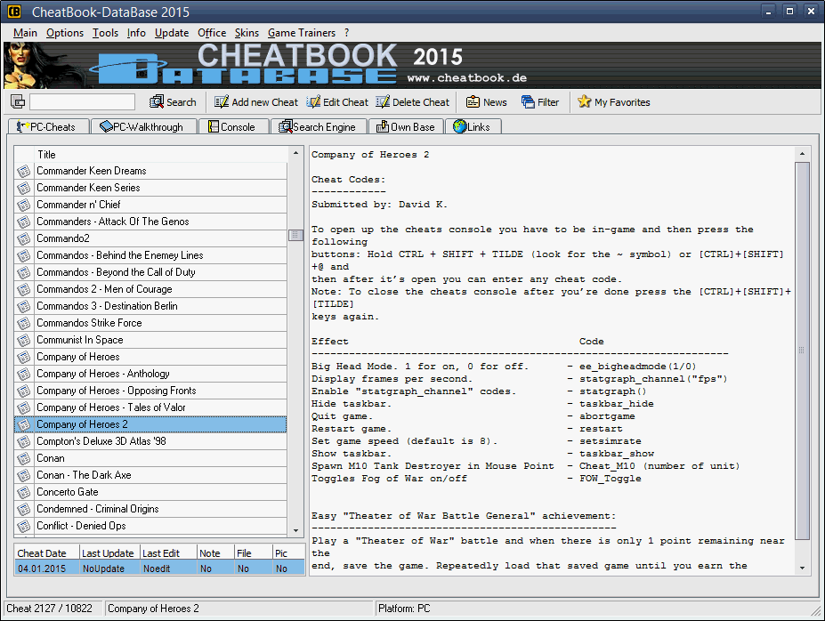 CheatBook DataBase 2015