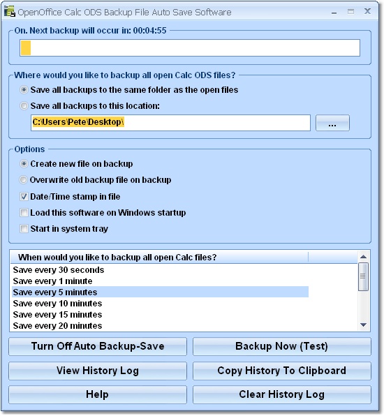 OpenOffice Calc ODS Backup File Auto Save Software