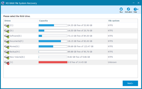 M3 RAW File System Recovery