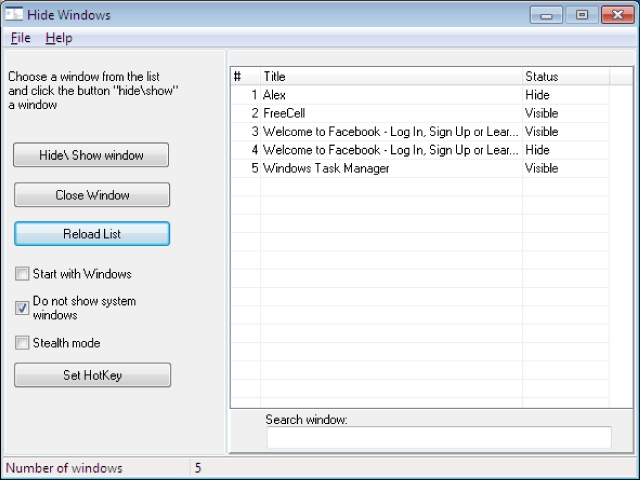 FreeGamia Hide Windows