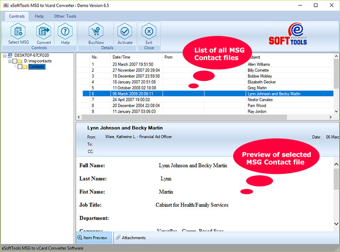 MSG Contacts to VCF Converter