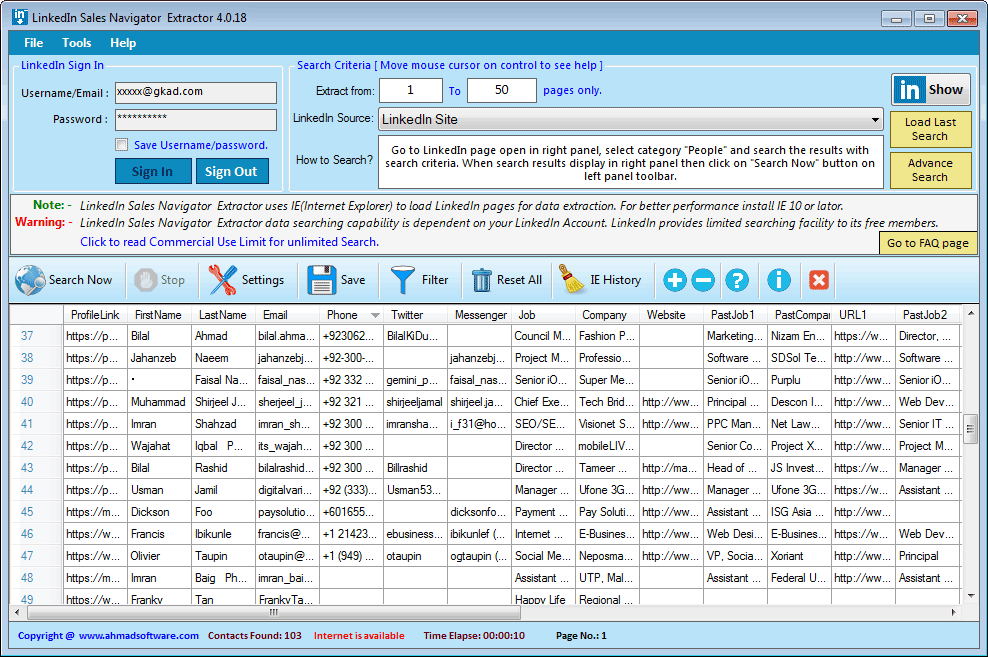 LinkedIn Sales Navigator Extractor