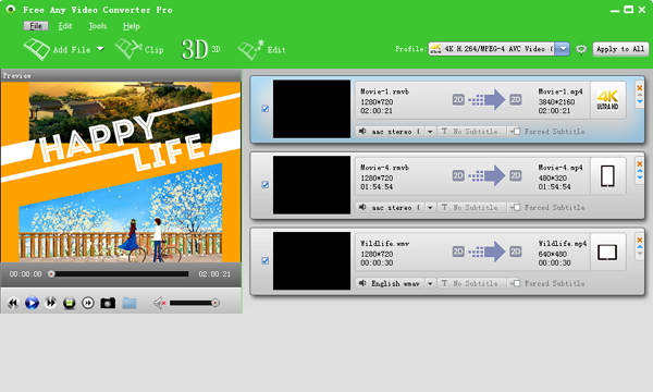 Free Any Video Converter Pro