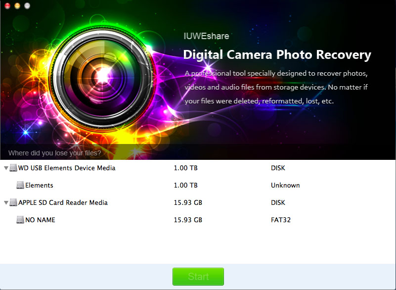 IUWEshare Mac Digital Camera Photo Recov