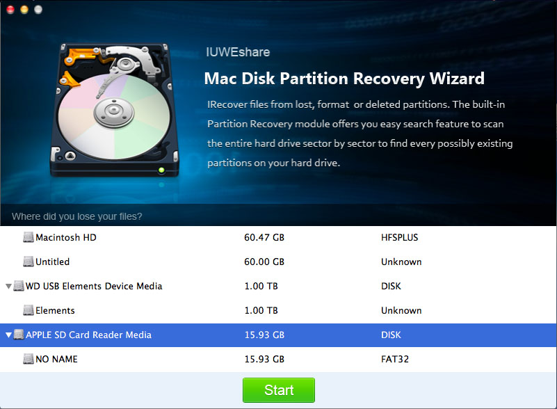 IUWEshare Mac Disk Partition Recovery Wi