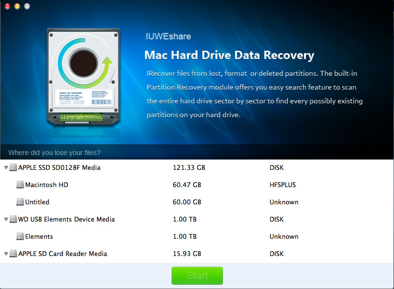 IUWEshare Mac Hard Drive Data Recovery