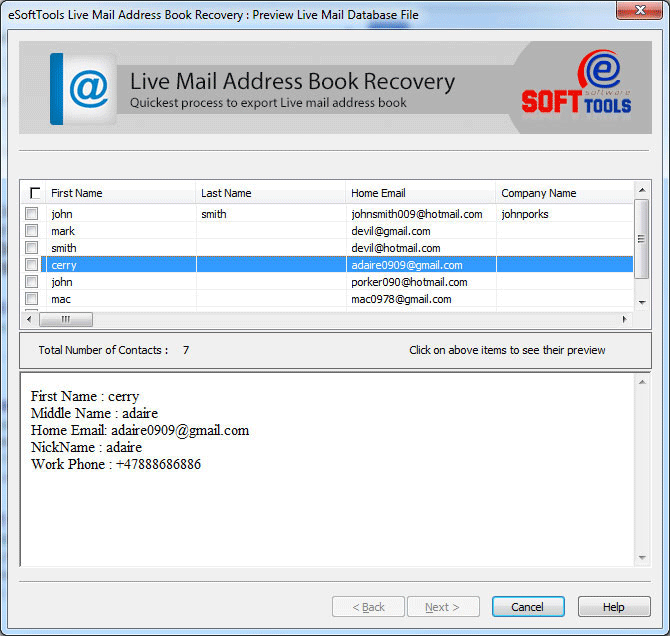 Windows Live Mail Contacts Import