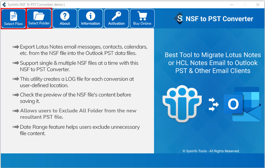 SysInfo NSF to PST Converter