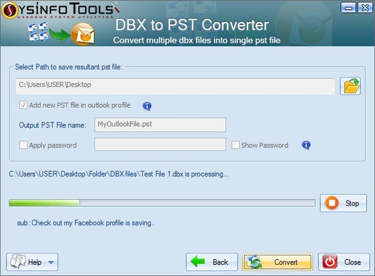 SysInfo DBX to PST Converter
