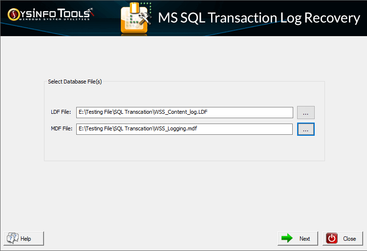 SysInfo SQL Transaction Log Recovery