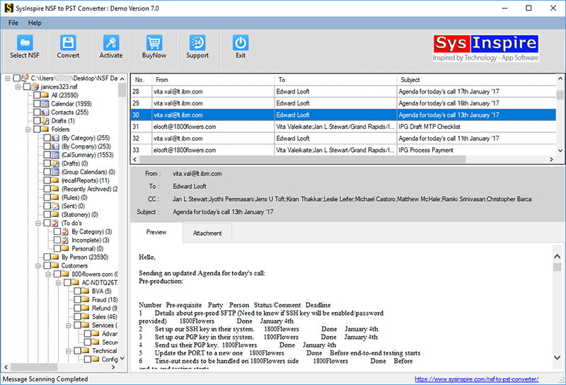 SysInspire NSF to PST Converter