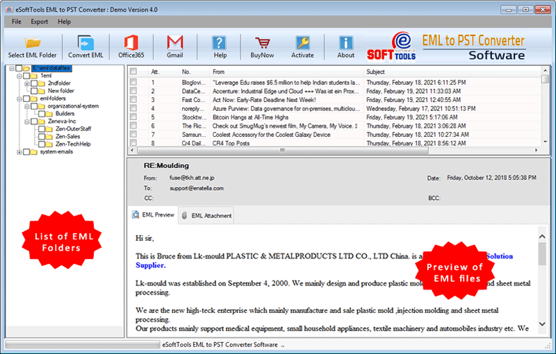 eSoftTools EML to PST Converter