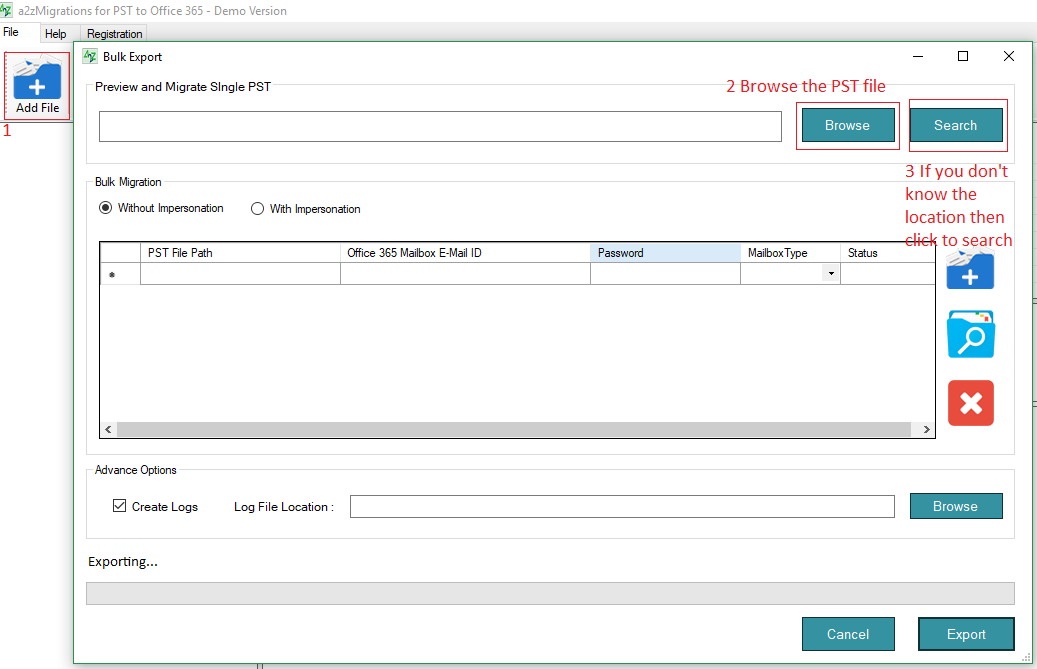 A2Z Migrations for PST to Office 365